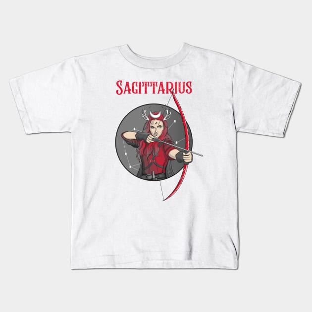 Sagittarius Zodiac Design Female Kids T-Shirt by Tip Top Tee's